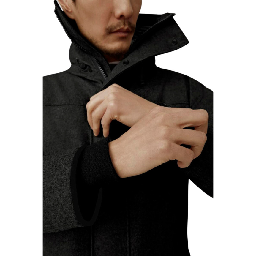 Parka capuche CANADA GOOSE Langford laine flanelle gris carbone