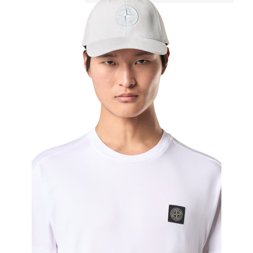 STONE ISLAND T-shirt col rond jersey coton rose écusson logo poitrine