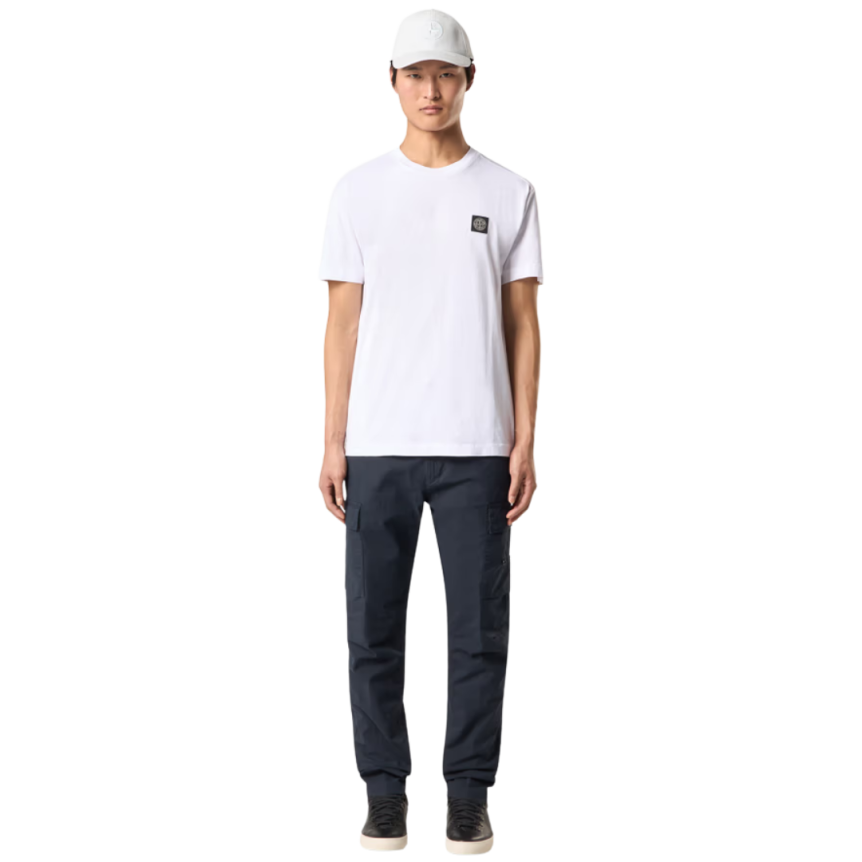 STONE ISLAND T-shirt col rond jersey coton rose écusson logo poitrine