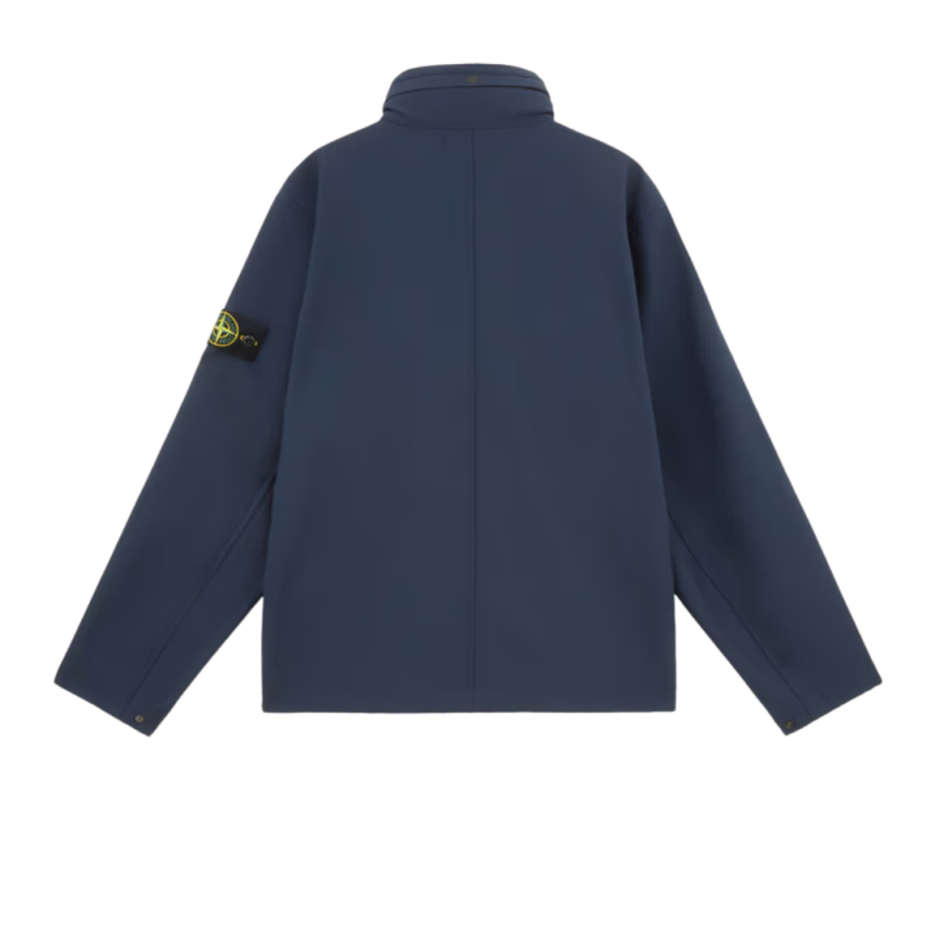 Veste à capuche zippée STONE ISLAND coupe-vent nylon soft shell bleu marine