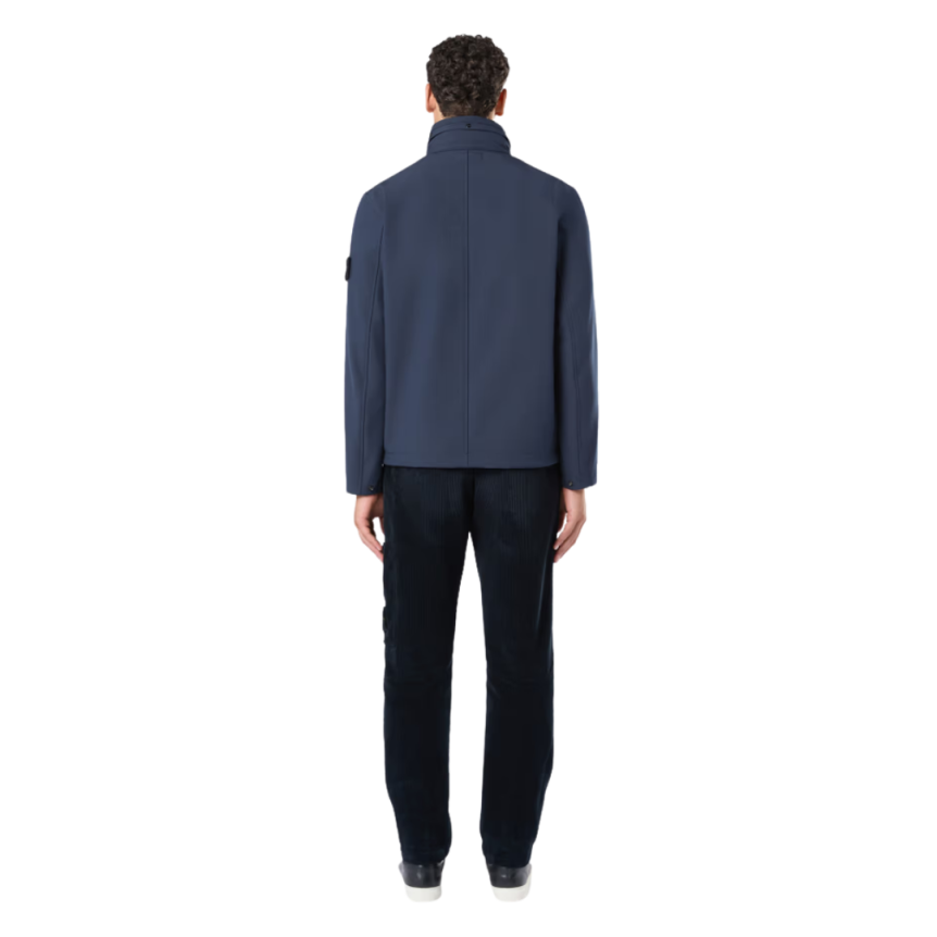 Veste à capuche zippée STONE ISLAND coupe-vent nylon soft shell bleu marine