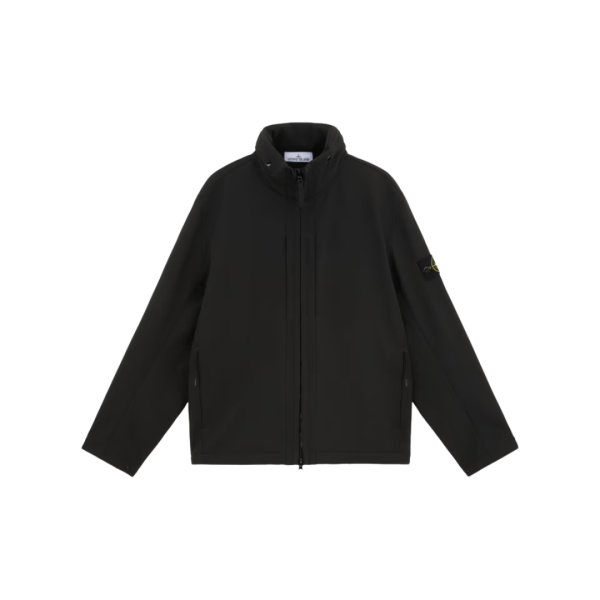 Veste à capuche zippée STONE ISLAND coupe-vent nylon soft shell noir