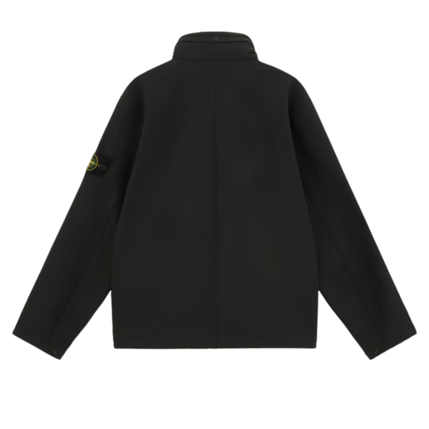 Veste à capuche zippée STONE ISLAND coupe-vent nylon soft shell noir