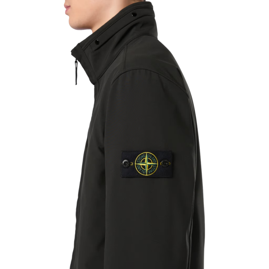 Veste à capuche zippée STONE ISLAND coupe-vent nylon soft shell noir