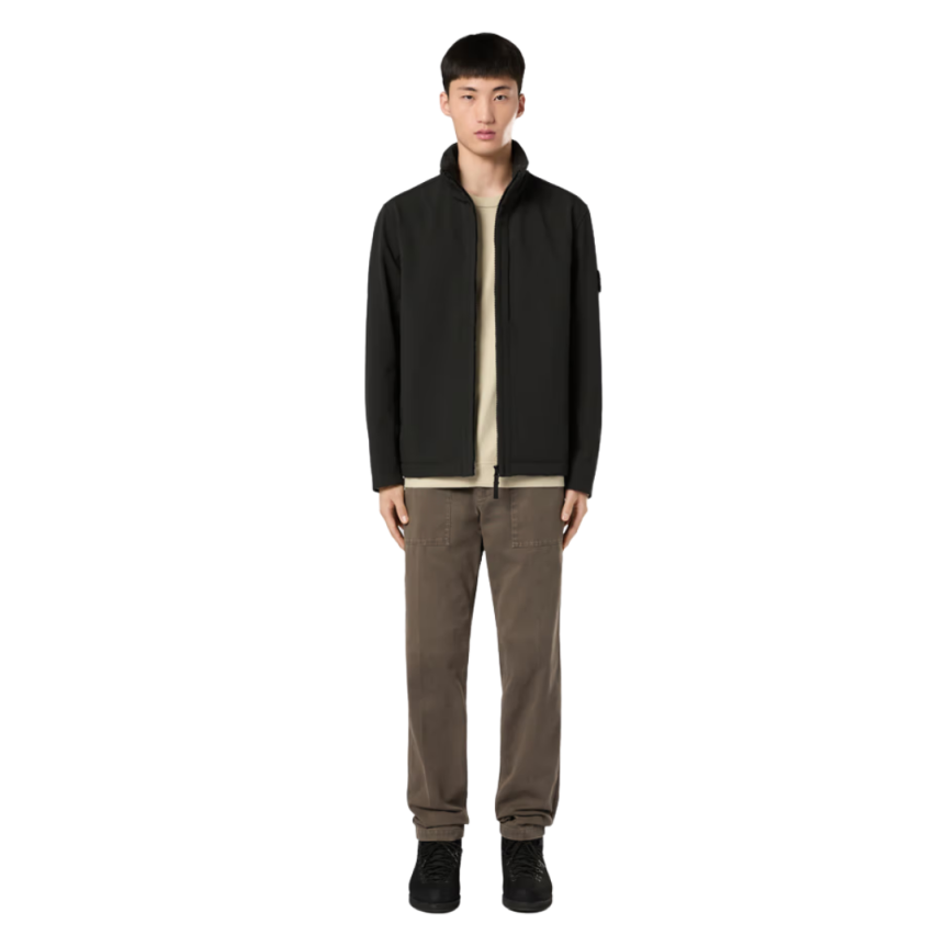Veste à capuche zippée STONE ISLAND coupe-vent nylon soft shell noir