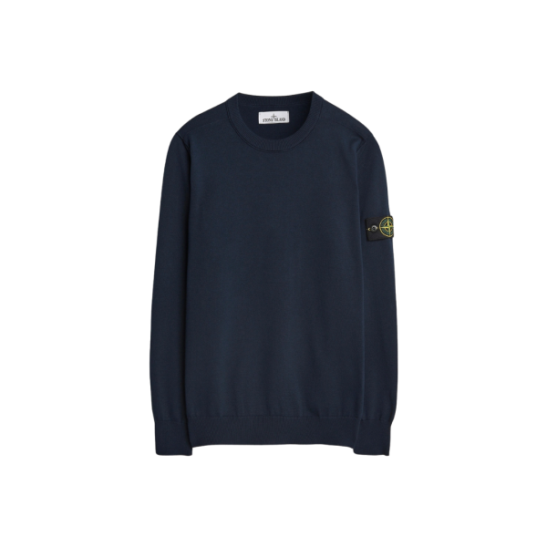 Pull ras-du-cou STONE ISLAND  jersey coton bio bleu marine