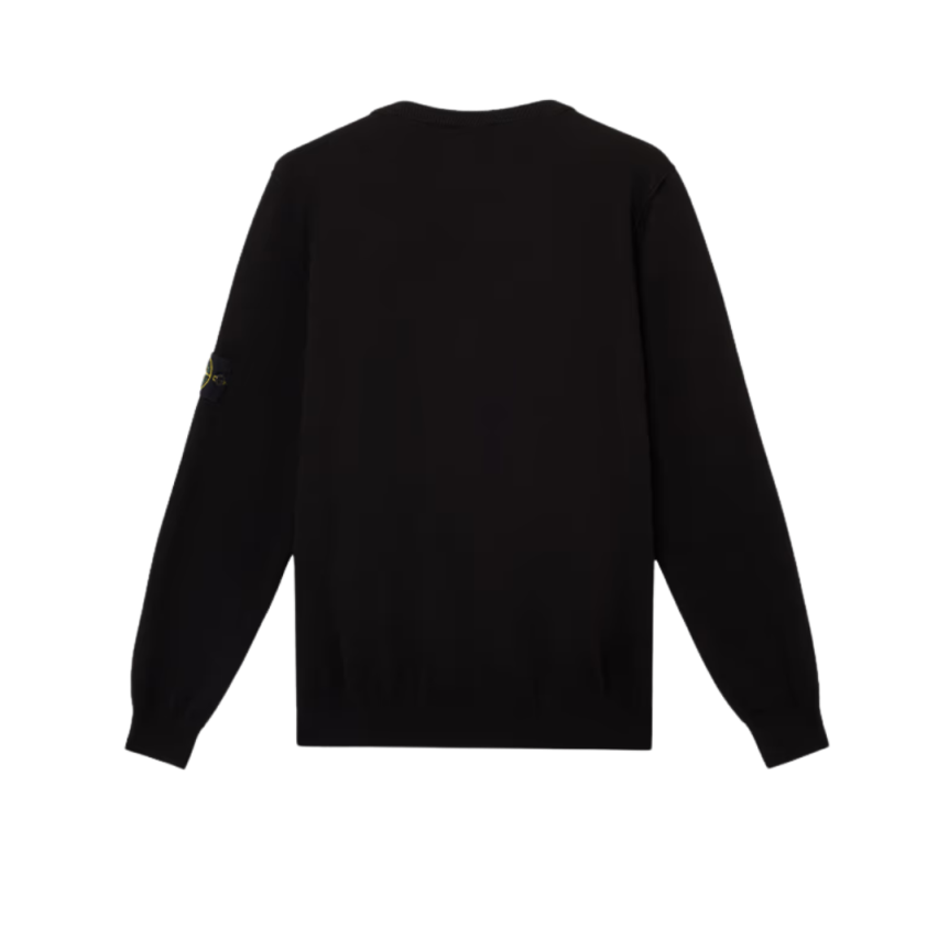 Pull manche longue STONE ISLAND col rond coton bio noir