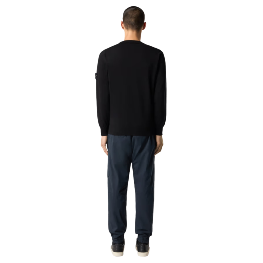 Pull manche longue STONE ISLAND col rond coton bio noir