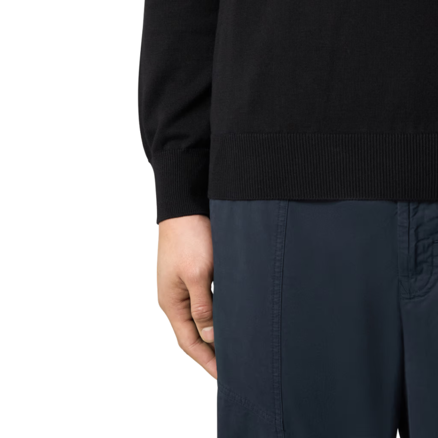 Pull manche longue STONE ISLAND col rond coton bio noir