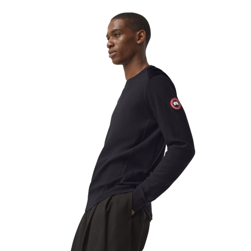 Pull CANADA GOOSE Dartmouth col rond coton bleu marine