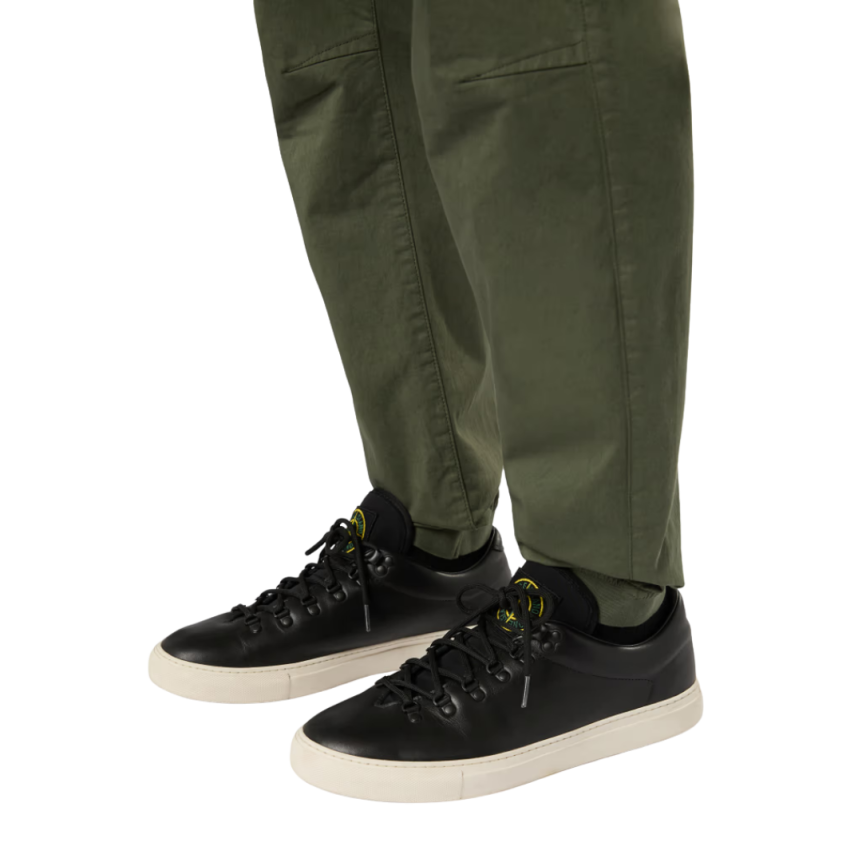 Pantalon cargo STONE ISLAND satin laine coton stretch kaki bas élastique