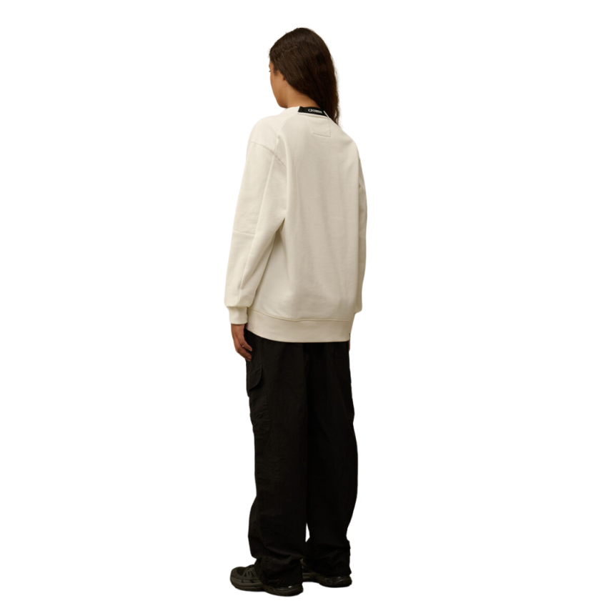 Sweat-shirt ras du cou CP COMPANY en coton polaire blanc à relief diagonal