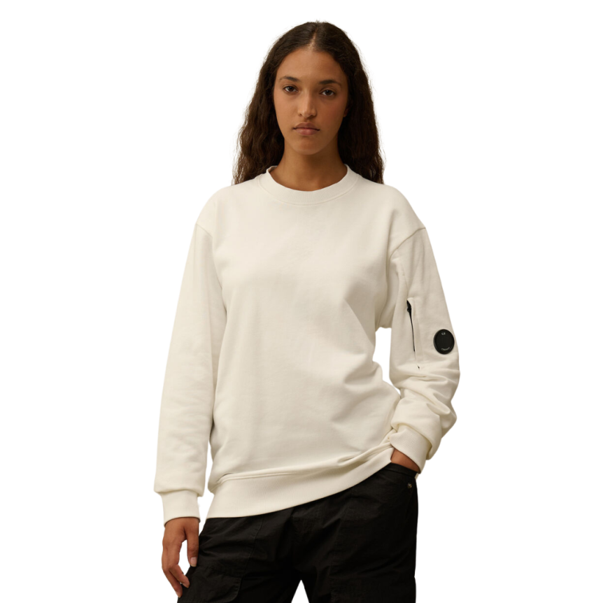 Sweat-shirt ras du cou CP COMPANY en coton polaire blanc à relief diagonal