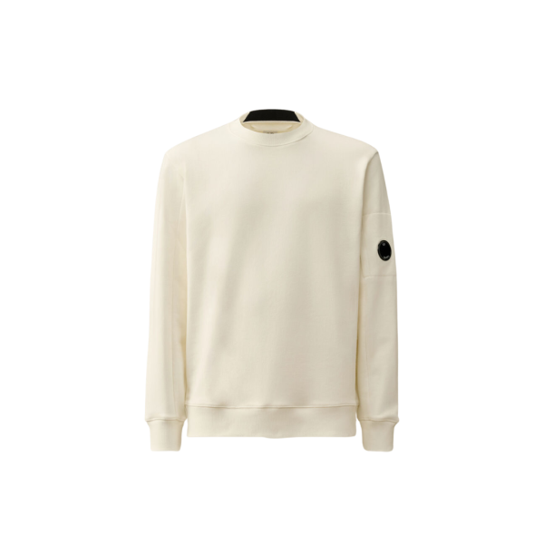 Sweat-shirt ras du cou CP COMPANY en coton polaire blanc à relief diagonal