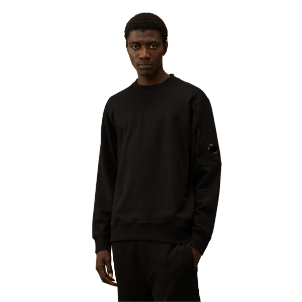 Sweat-shirt ras du cou CP COMPANY en coton polaire noir à relief diagonal