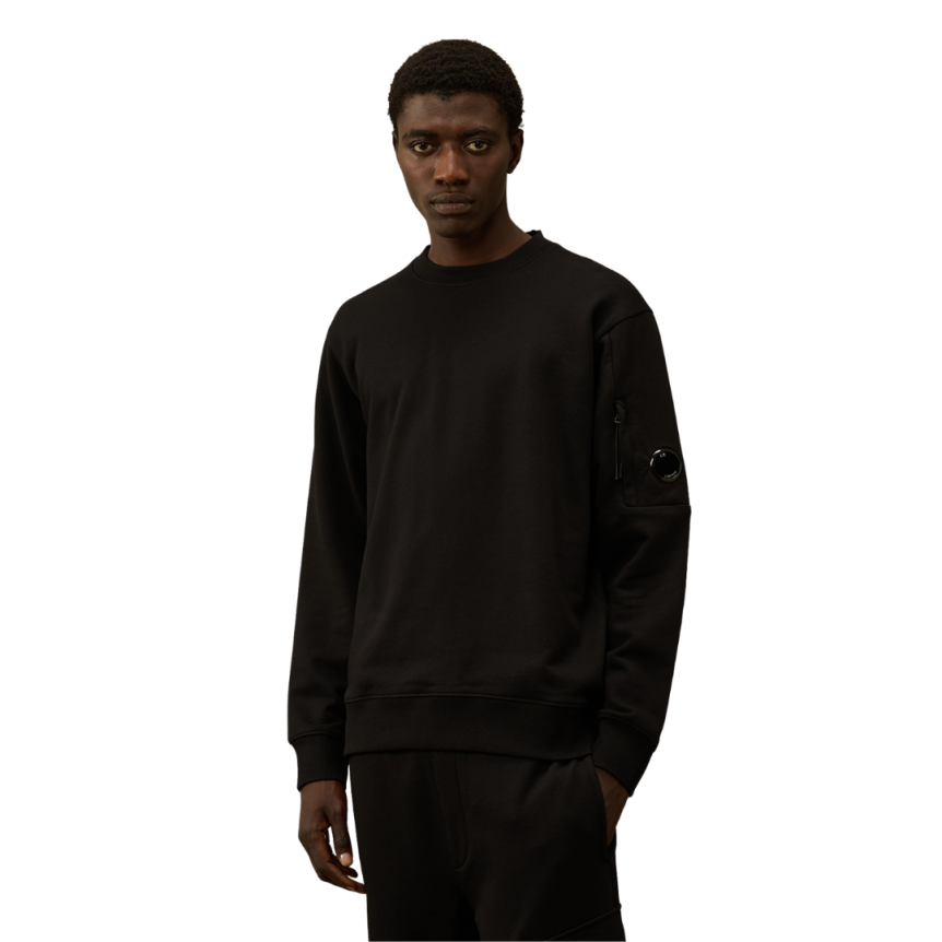Sweat-shirt ras du cou CP COMPANY en coton polaire noir à relief diagonal
