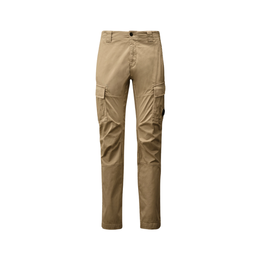 Pantalon cargo CP COMPANY en coton satin extensible beige poche lentille