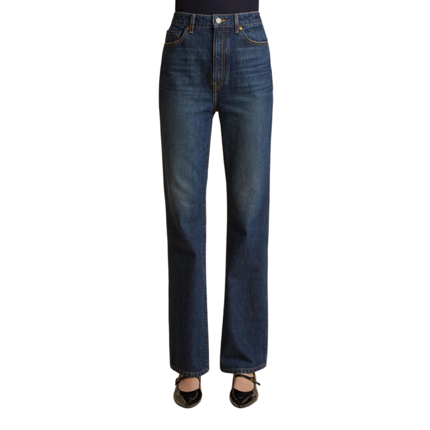 Jean droit KHAITE Danielle coton denim bleu brut  Lansing