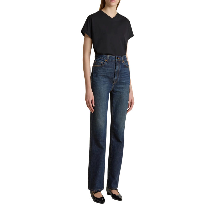 Jean droit KHAITE Danielle coton denim bleu brut  Lansing