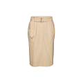 Jupe midi ceinturée en coton beige