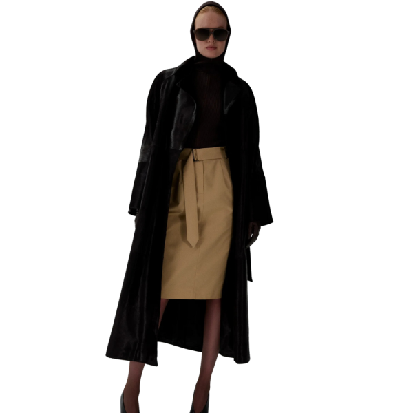 Jupe midi MAGDA BUTRYM ceinturée en coton beige