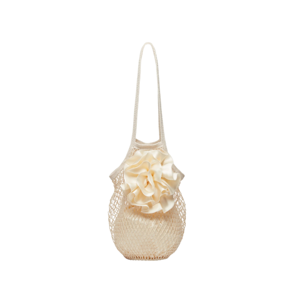 Sac MAGDA BUTRYM Devana moyen en crochet coton crème fleur satin