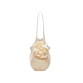 Sac Devana moyen en crochet coton crème fleur satin