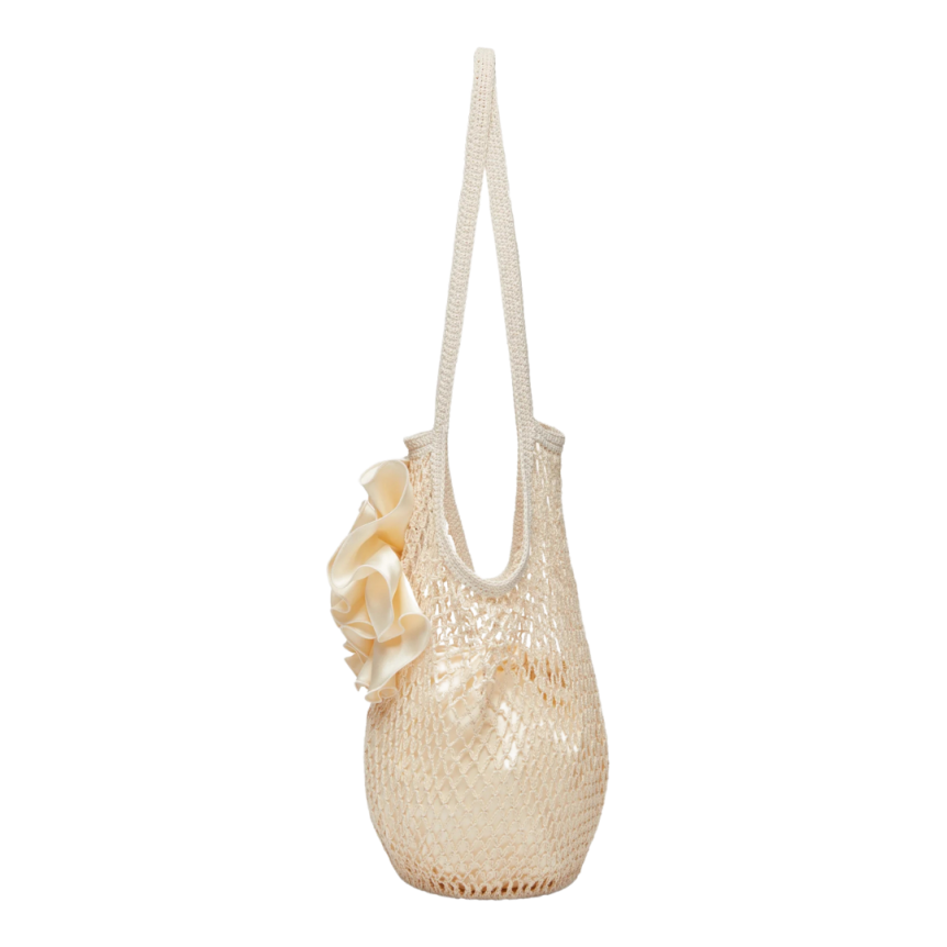 Sac MAGDA BUTRYM Devana moyen en crochet coton crème fleur satin