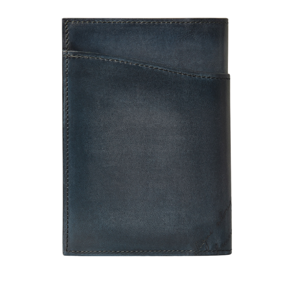 Porte Passeport BERLUTI cuir veau Venezia bleu marine Scritto