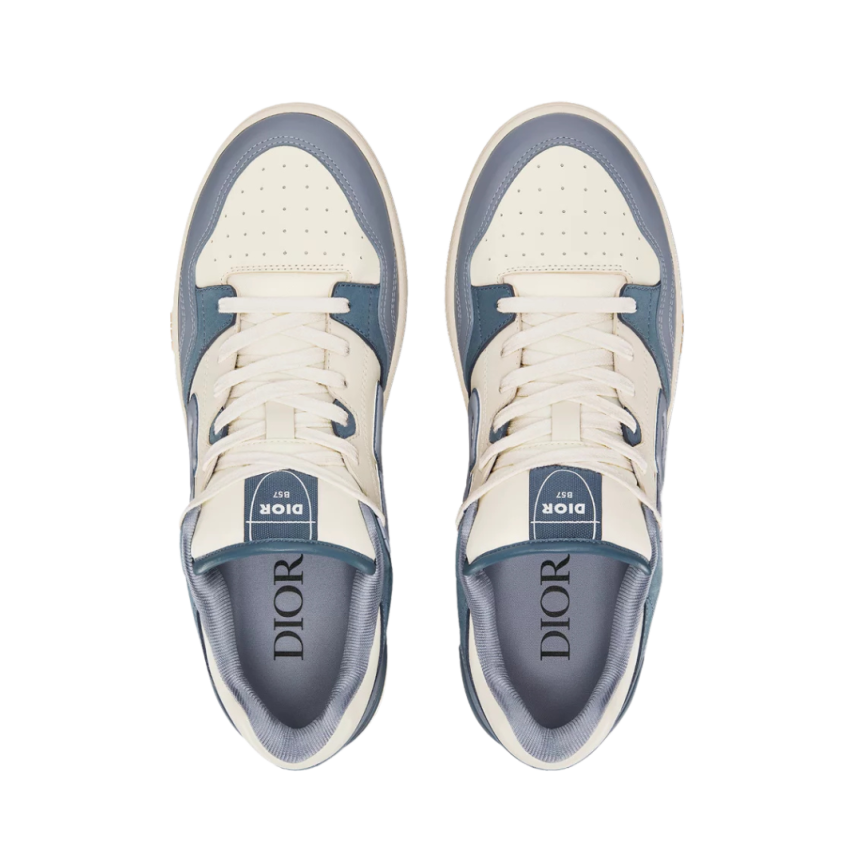 Baskets basses Sneakers DIOR B57 cuir veau lisse crème bleu