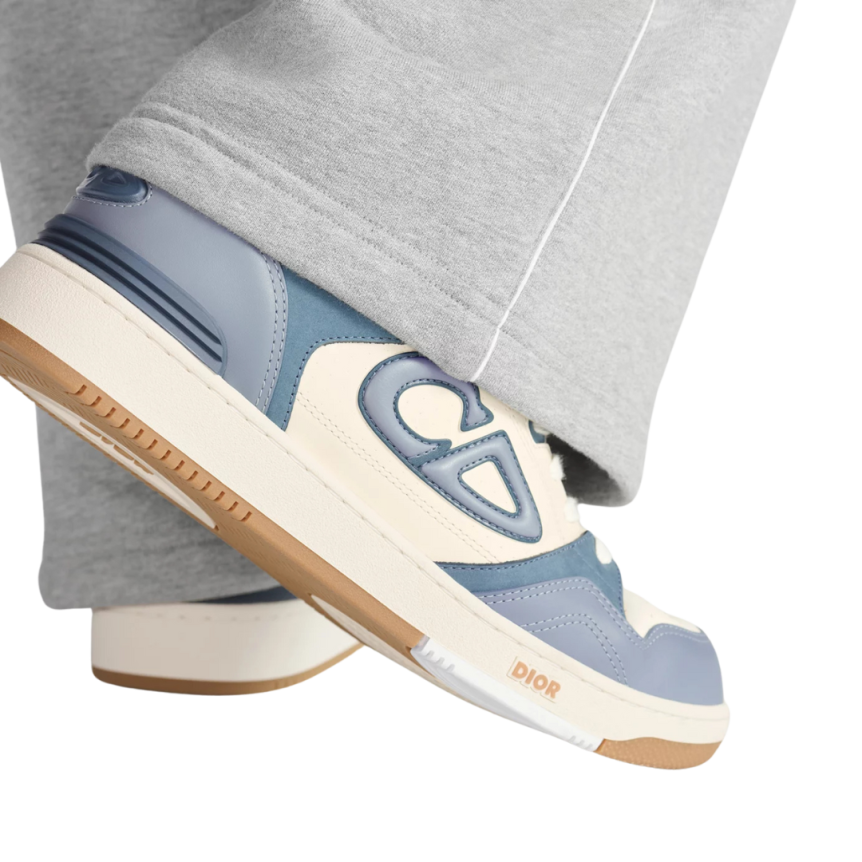 Baskets basses Sneakers DIOR B57 cuir veau lisse crème bleu