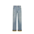 Jeans Héritage denim coton bleu revers carreaux jaune