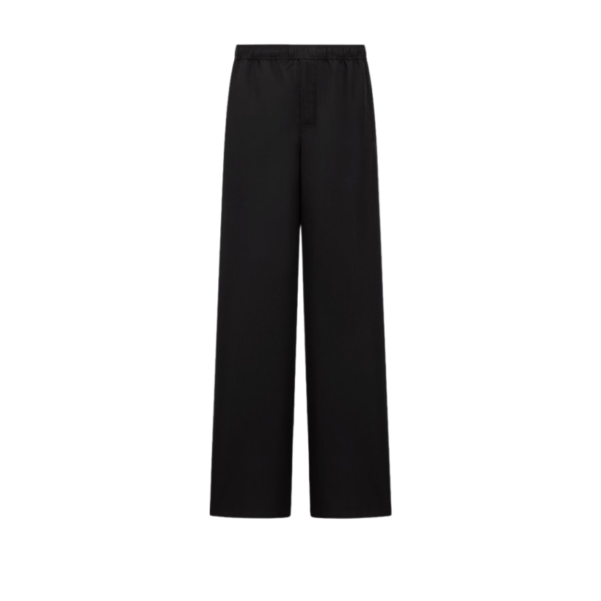 Pantalon à taille élastique broderie Christian Dior Couture Toile soie noire