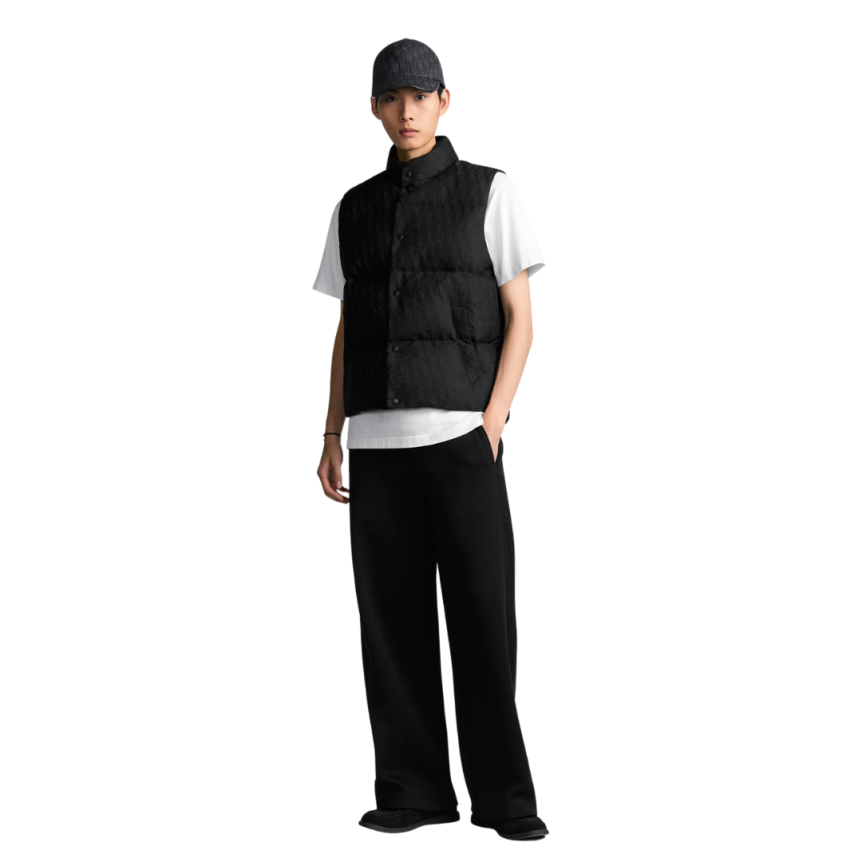 Doudoune gilet sans manche DIOR oblique jacquard technique noir