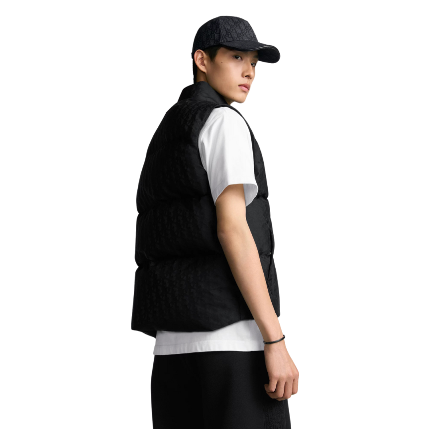 Doudoune gilet sans manche DIOR oblique jacquard technique noir