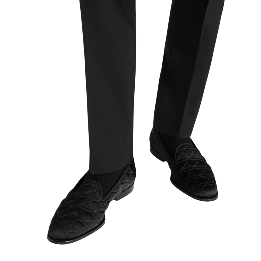 Mocassin Dior Timeless Nylon satin Kumo Cannage noir