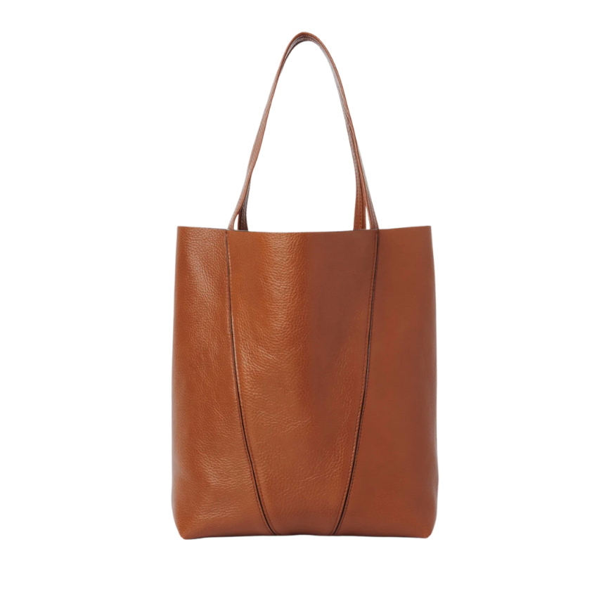 Grand sac cabas CHLOE Spin cuir camel charms métal doré