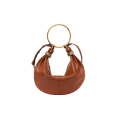 Petit sac hobo Bracelet bag cuir grainé marron camel