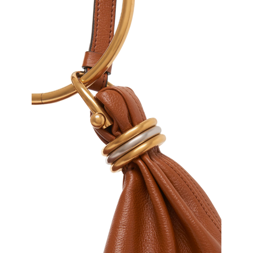 Petit sac hobo CHLOE Bracelet bag cuir grainé marron camel