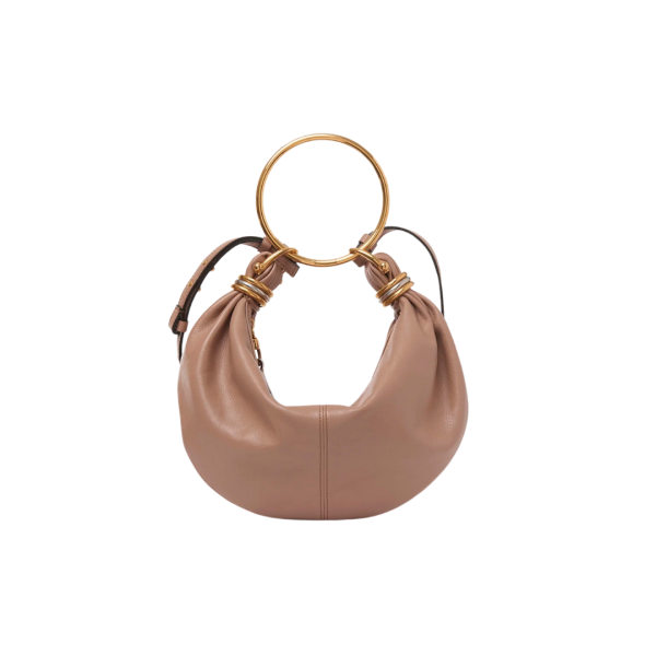 Petit sac hobo CHLOE Bracelet bag cuir grainé beige rosé