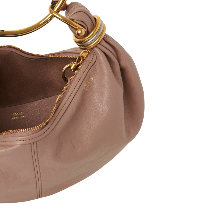 Petit sac hobo CHLOE Bracelet bag cuir grainé beige rosé