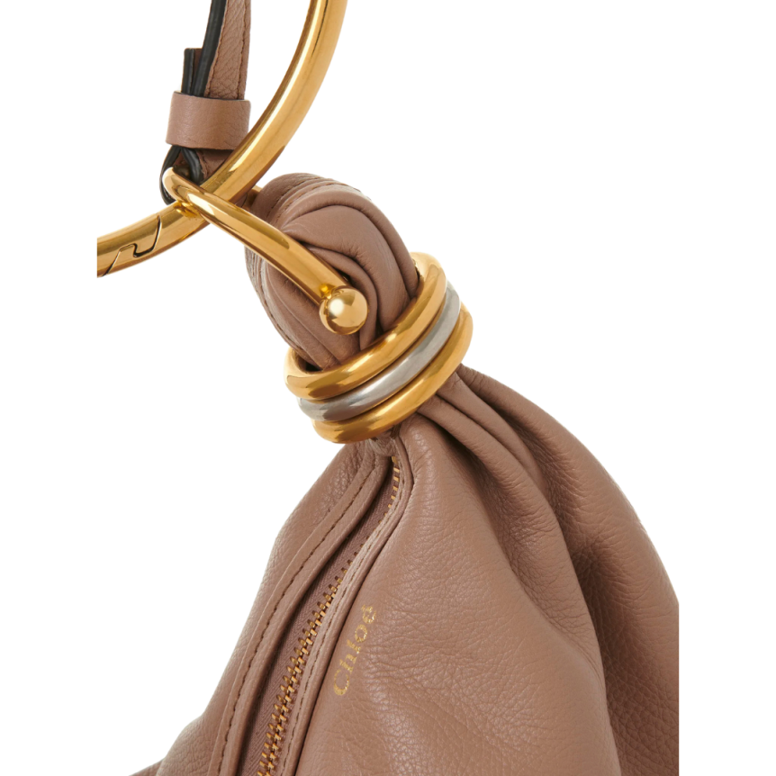 Petit sac hobo CHLOE Bracelet bag cuir grainé beige rosé