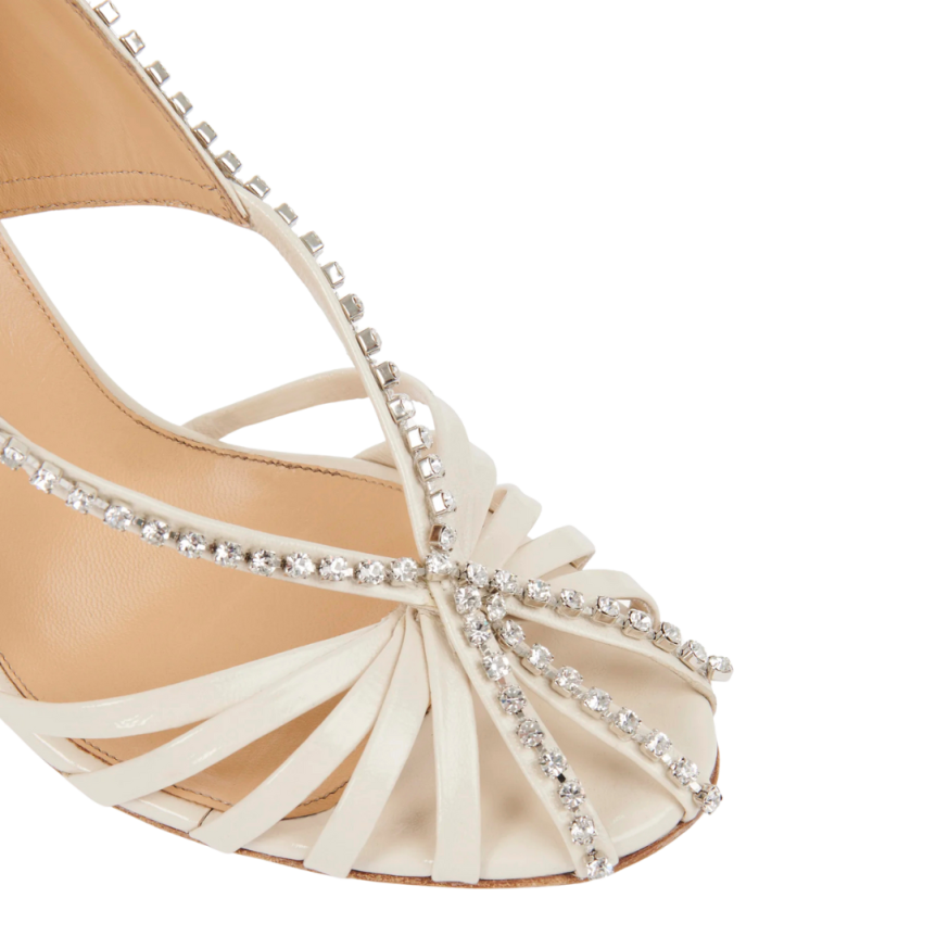 Escarpins à talon CHLOE Léonie cuir ivoire strass