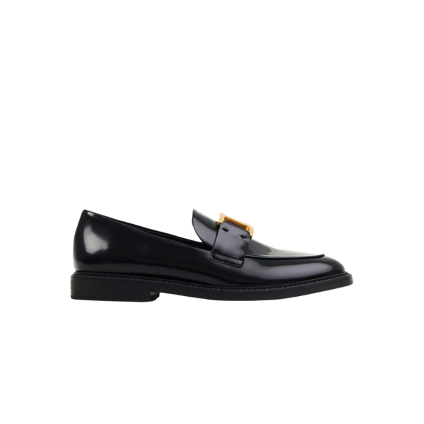 Mocassins CHLOE Marcie cuir veau glacé noir boucle doré