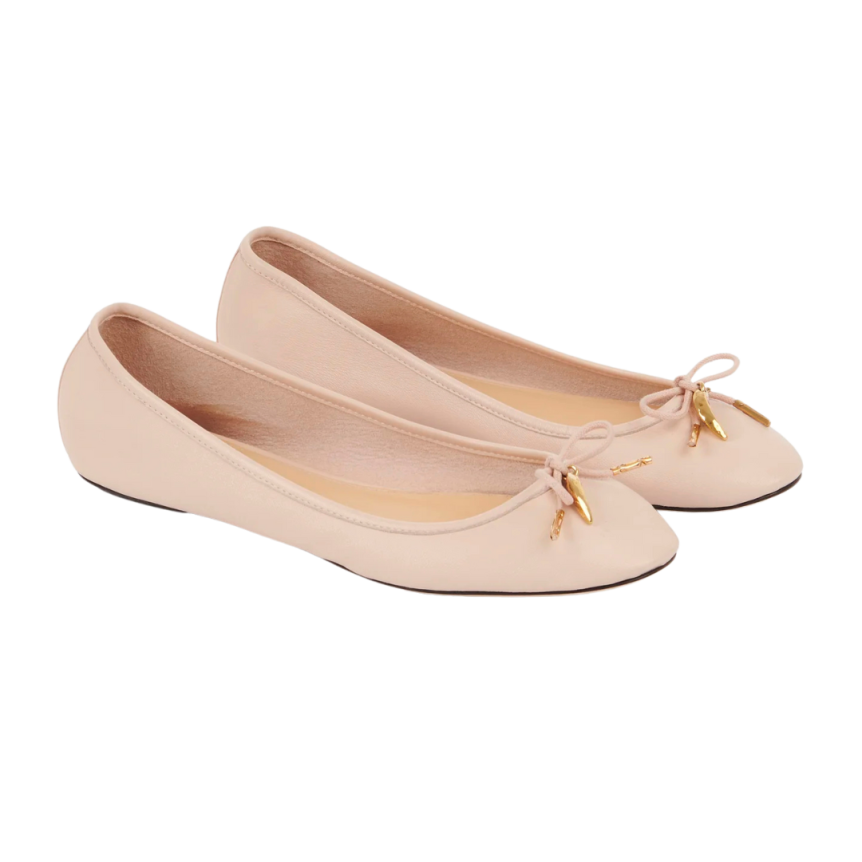 Ballerine CHLOE Iris cuir brillant beige rosé nœud charm banane