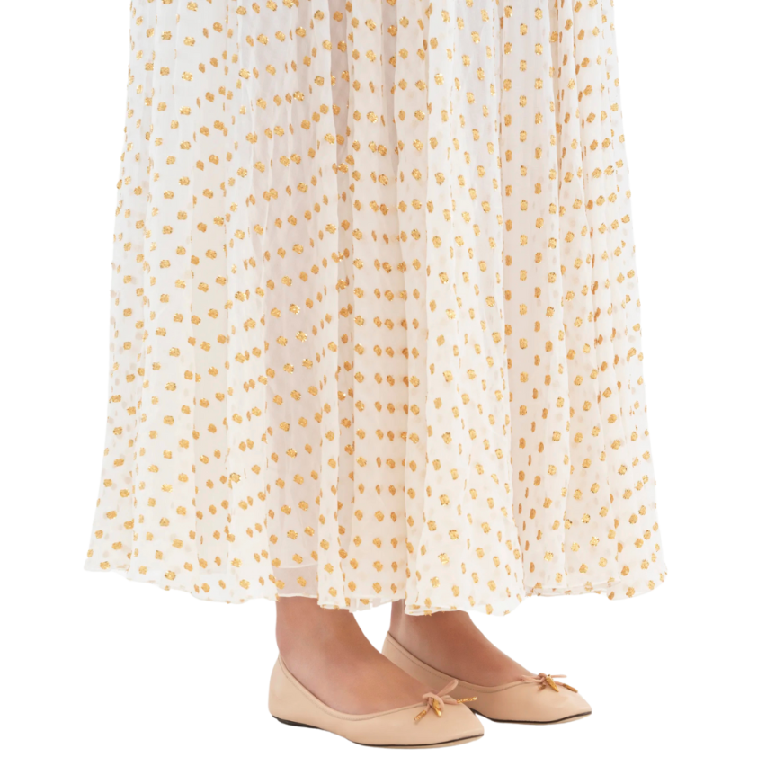 Ballerine CHLOE Iris cuir brillant beige rosé nœud charm banane