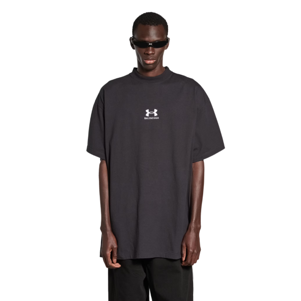 T-Shirt BALENCIAGA Under Armour® Oversize jersey vintage noir délavé et blanc