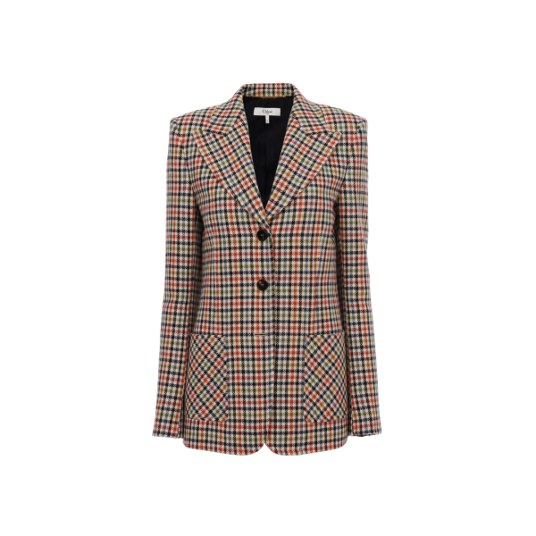 Veste blazer CHLOE simple boutonnage laine carreaux multicolore
