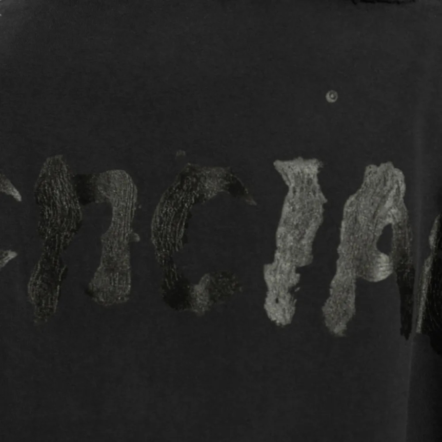 T-shirt BALENCIAGA col rond coton noir délavé logo imprimé dos