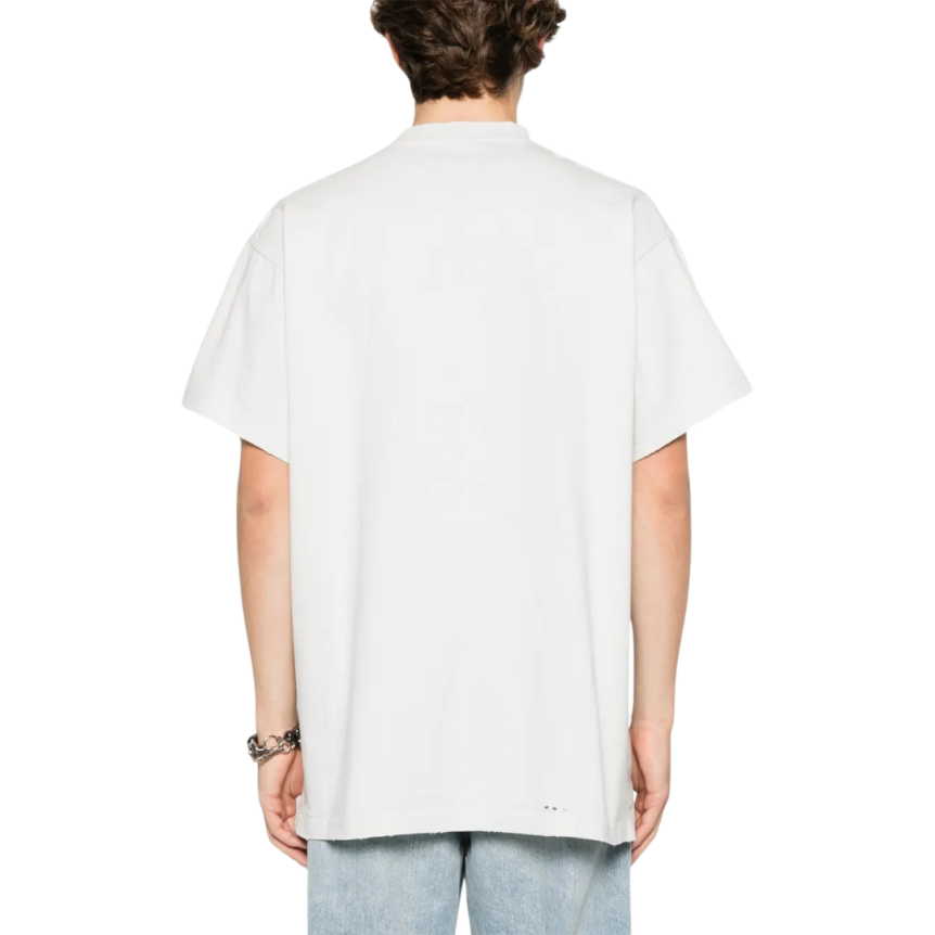 T-shirt  BALENCIAGA col rond coton gris clair logo 3B Liquefied